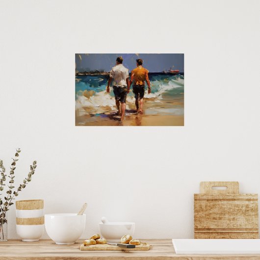 Een homepaar op het strand poster (Keuken)