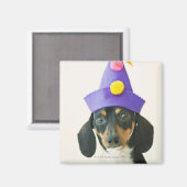 Een hond die een grappig pet draagt magneet (Voorkant / Achterkant)