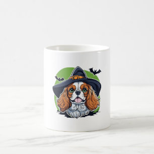 Een hond die een heksenhoed met vleermuizen draagt koffiemok
