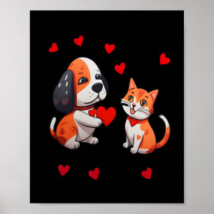 Een hond die een rode hart aanbiedt voor mij een k poster