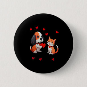 Een hond die een rode hart aanbiedt voor mij een k ronde button 5,7 cm