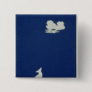 Een hond die naar de maan kijkt vierkante button 5,1 cm