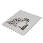 Een hond die naar een kat kijkt tegeltje (Zijkant)