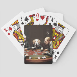 Een hond die poker speelt pokerkaarten