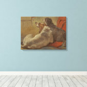 Een hond en een gekaarde jongen (twee honden) (die canvas afdruk (Insitu (Houten vloer))