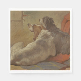 Een hond en een gekaarde jongen (twee honden) (die servet