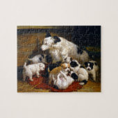 Een hond en haar puppies legpuzzel (Horizontaal)