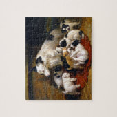 Een hond en haar puppies legpuzzel (Verticaal)