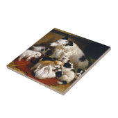 Een hond en haar puppies tegeltje (Zijkant)