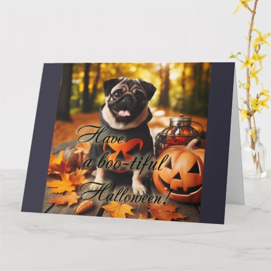 Een hond Halloween Kaart (Gele Bloem)