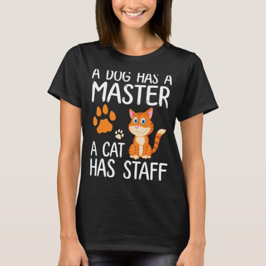 Een hond heeft een meester met een kat die een gel t-shirt (Voorkant)