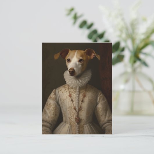 Een hond in een renaissance jurk briefkaart (Staand voorkant)