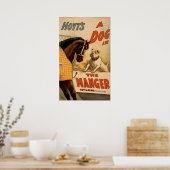 Een hond in het  theaterPoster Manger Poster (Keuken)