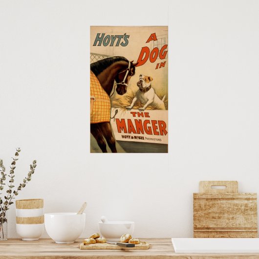 Een hond in het  theaterPoster Manger Poster (Keuken)