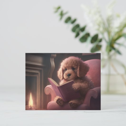 Een hond lezen briefkaart (Staand voorkant)