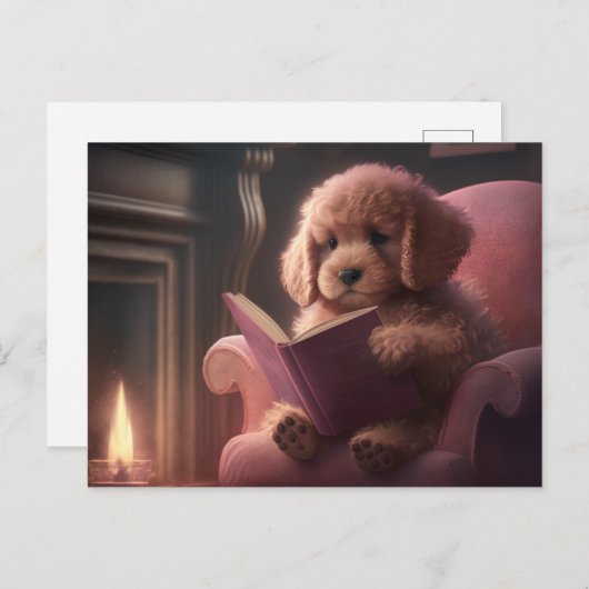 Een hond lezen briefkaart (Voorkant / Achterkant)