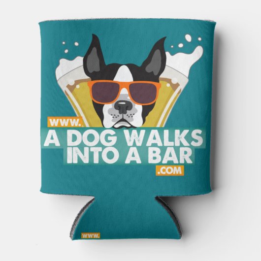 Een Hond Loopt In Een Bar - Kleur Bier Coozie (Voorkant)