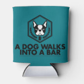 Een Hond Loopt In Een Bar- Zwart-Wit Coozie (Voorkant)