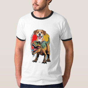 Een hond met het lichaam van een dinosaurus (T-Rex T-shirt
