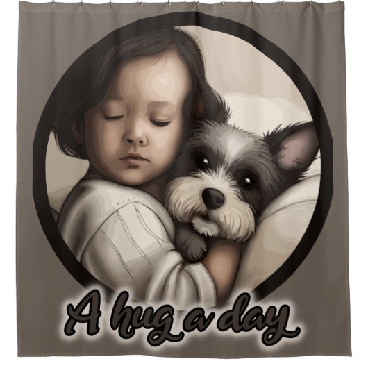 Een hond op een dag douchegordijn (Voorkant)