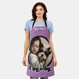 Een hond op een dag schort