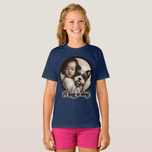 Een hond op een dag t-shirt (Voorkant volledig)