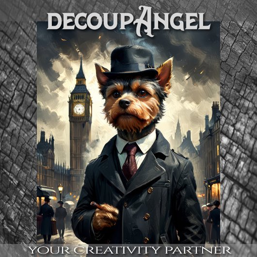 Een hond uit Yorkshire in Londen - Decoupage - Tissuepapier