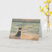 Een hond van Border collie zegt hallo aan de Kaart (Gele Bloem)