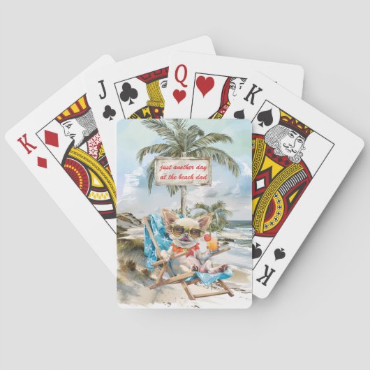 Een hondendag op het strand Vaderdag Pokerkaarten (Achterkant)