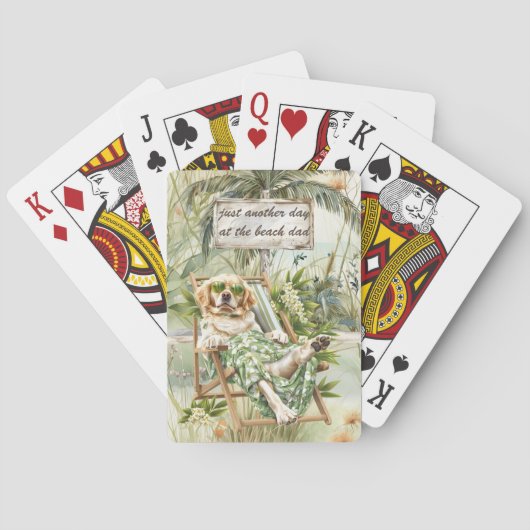 Een hondendag op het strand Vaderdag Pokerkaarten (Achterkant)