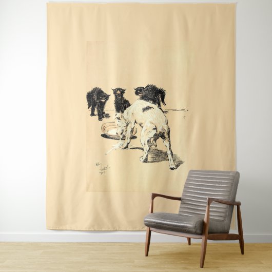 Een hondendag PL 03 (1902) Cecil Charles wandtapij Wandkleed (In situ)