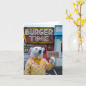 Een hongerig Polar Beer in een Polka Dot Jacket Kaart (Gele Bloem)