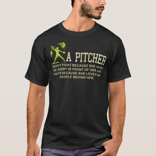 een honkbal met een pitcher aan amrican t-shirt (Voorkant)