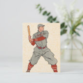 Een honkbalspeler met een  tekening van een vleerm briefkaart (Staand voorkant)