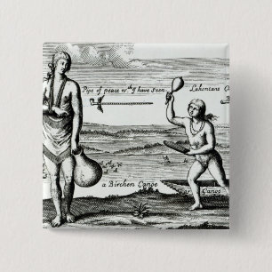 Een hoofddame van Pomeiock Vierkante Button 5,1 Cm