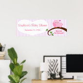 Een hoofdje van een Baby shower roze eigenaar bann Poster (Thuiskantoor)