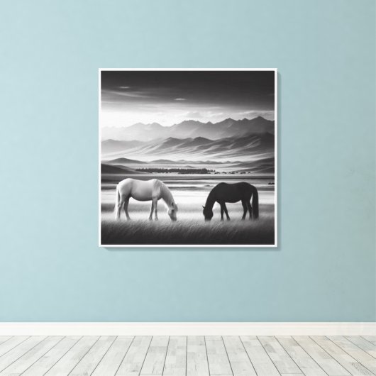 Een hoogwaardig schilderij met een paardenontwerp  canvas afdruk (Insitu (Houten vloer))