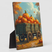 Een hooiwagen met pompoenen fotoplaat (Zijkant)