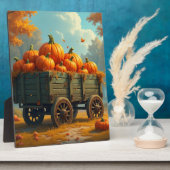 Een hooiwagen met pompoenen fotoplaat (Zijkant)