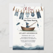 Een Hook Bait Fun Wood Little Fisherman Baby showe Kaart (Voorkant)