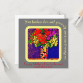 Een hoop bloemen in een vaas - gelukkige moederdag kaart (Voorkant / Achterkant in situ)