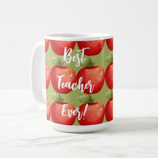 Een hoop heerlijke Rode Appels Beste leraar ooit Koffiemok (Voorkant links)