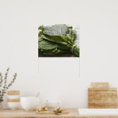 Een hoop verse mosterdgroenen van een boer poster (Keuken)