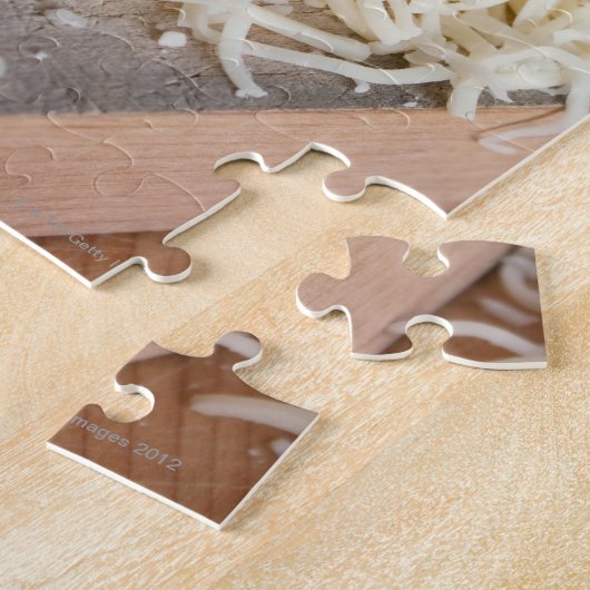 Een hoop verse mozzarella kaas. legpuzzel (Zijkant)