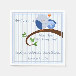 Een Hoot! Blue Owls Baby shower Napkins Servetten