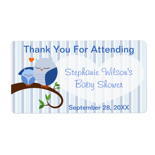Een Hoot Owl Baby shower Boy Favor Label (Voorkant)