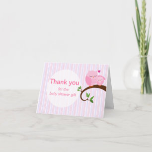 Een hoot van een Baby shower roze uilen dank u Bedankkaart