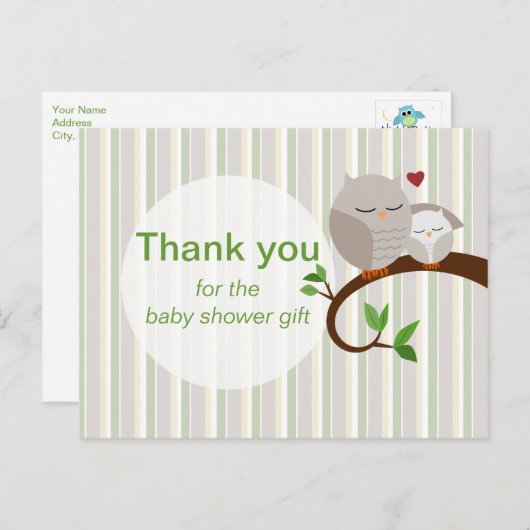 Een hoot van een uil Baby shower Dank u Briefkaart (Voorkant / Achterkant)