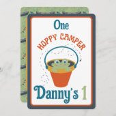 Een Hoppy Camper eerste verjaardag uitnodiging (Voorkant / Achterkant)