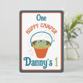 Een Hoppy Camper eerste verjaardag uitnodiging (Staand voorkant)